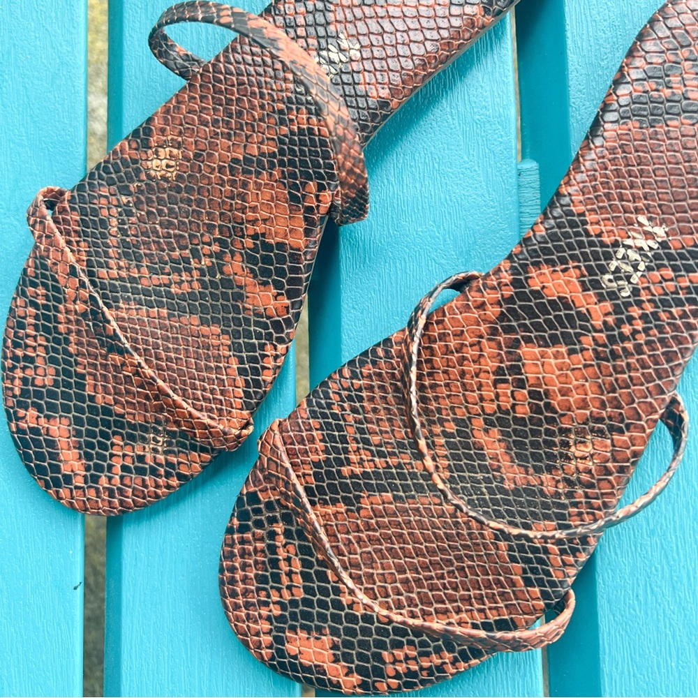 TKEES Gemma Croco Brown Double Strap Sandal Slides 8 - Picture 2 of 8